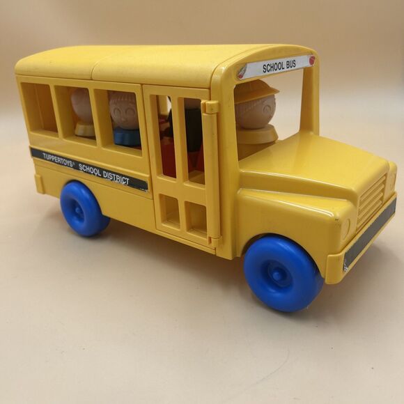 Vintage Tupperware Tuppertoys Yellow School Bus Convertible Classroom 5 People - Picture 1 of 7